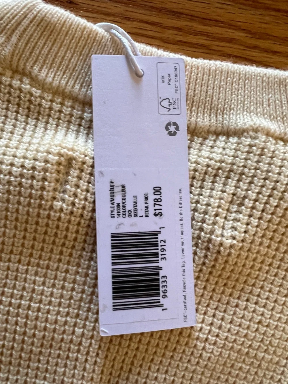 NWT Outerknown Nostalgic Sweater with Sunset Stripe
